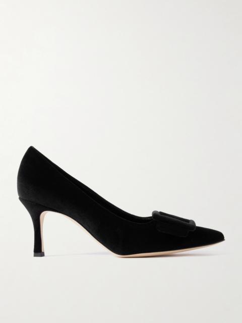 Manolo Blahnik Maysale 70 Buckled Velvet Pumps