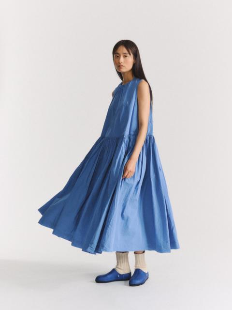 CASEY/CASEY POMME RUCHEE DRESS - CHALK POPLIN - L BLUE