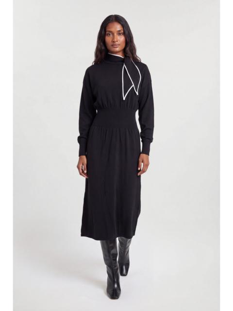 KAREN MILLEN Knitted Neck Tie Detail Midi Dress