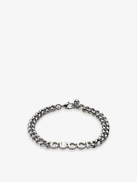 Script silver-toned metal bracelet