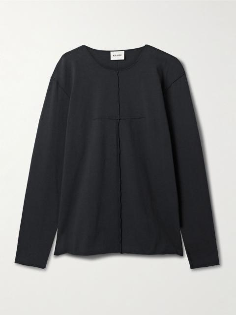 KHAITE Kit paneled cotton-jersey T-shirt Black