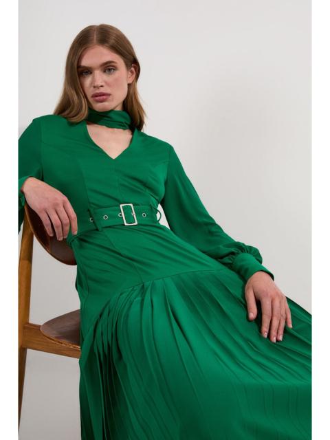 KAREN MILLEN Petite Jersey Ponte Georgette Mix Midi Dress
