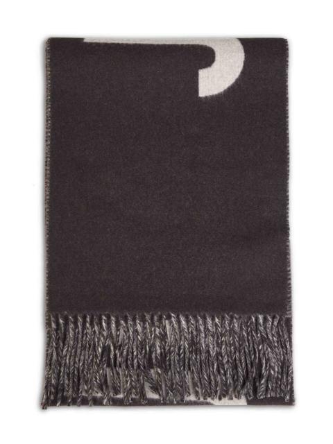 JACQUEMUS Brown wool The Jacquemus fringe logo scarf