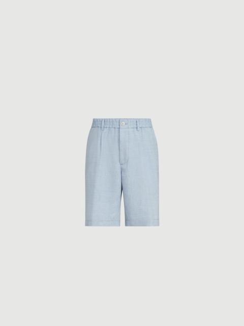 Brunello Cucinelli Linen and virgin wool chevron Bermuda shorts