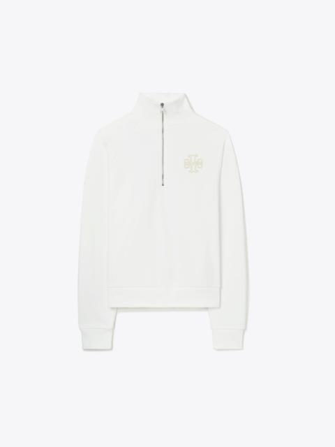 TORY BURCH Heavy French Terry Half-Zip Sweatshirt