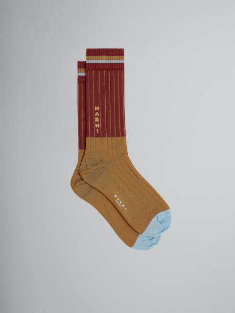 Marni BROWN TWO-TONE VISCOSE SOCKS