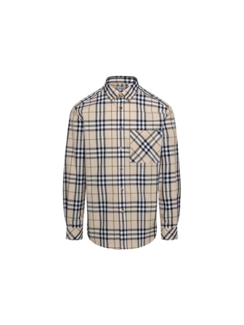 Burberry Burberry Check Stretch Poplin Long Sleeve Shirt Soft Fawn