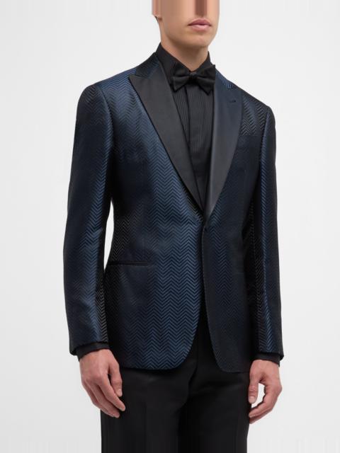 Men's Chevron Peak-Lapel Dinner Jacket