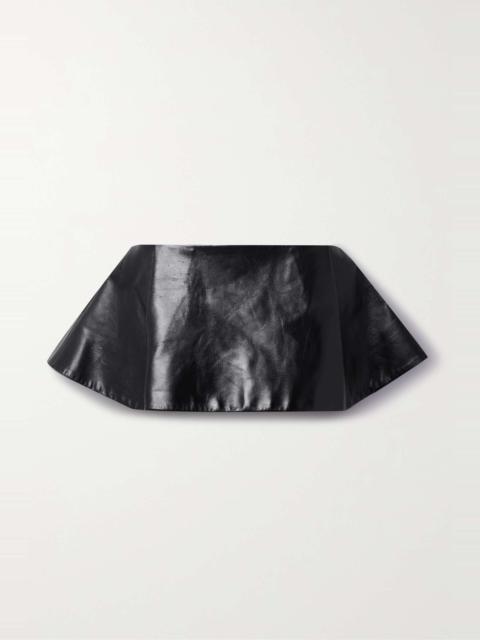 KHAITE Rafla pleated leather mini skirt