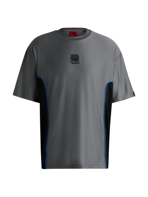 HUGO HUGO X RB STRUCTURED-JERSEY T-SHIRT WITH PIPING DETAILS