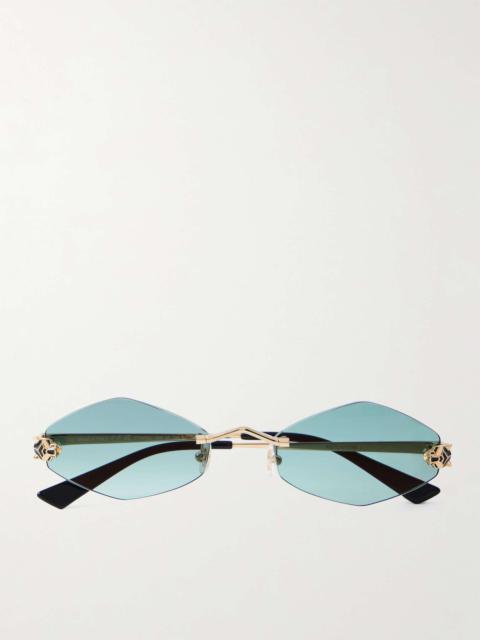 Cartier Panthère de Cartier Rimless Hexagon-Frame Gold-Tone Sunglasses