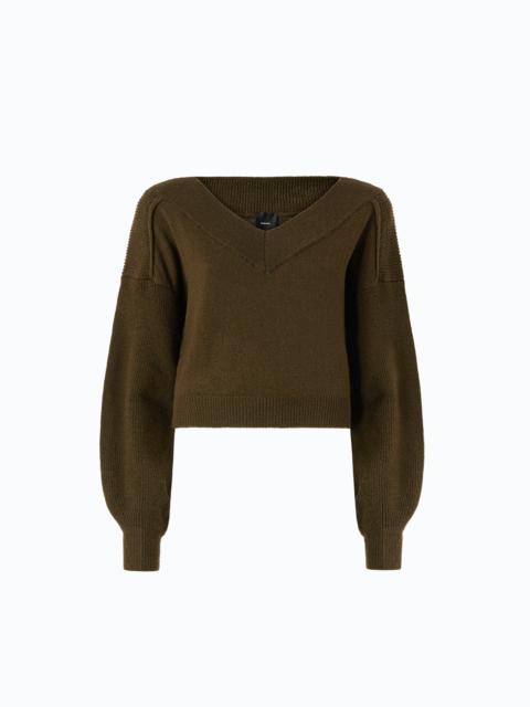 PINKO CROPPED WOOL SWEATER WITH BALLOON SLEEVES