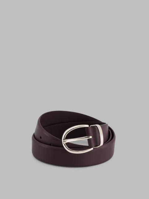 The Frankie Shop Ora Leather Belt - Plum/Silver