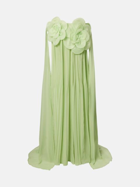 LEO LIN Jaclyn floral-appliqué bustier gown