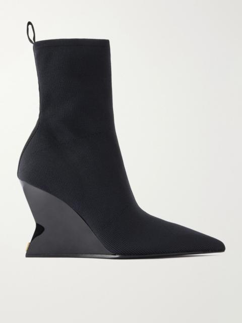 Balmain Knitted wedge ankle boots Black