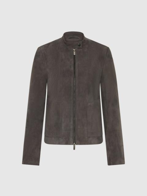 ST. AGNI Suede Moto Jacket - Steel