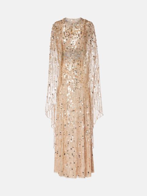 JENNY PACKHAM Honey Dew caped embellished gown