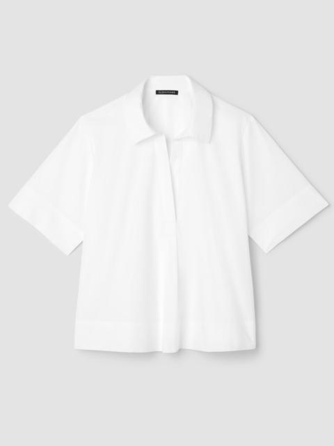 EILEEN FISHER Organic Cotton Poplin Split Neck Top