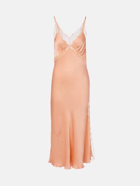 Poupette St Barth Luli lace-trimmed satin slip dress
