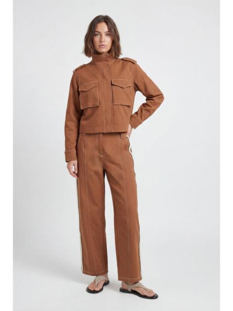 KAREN MILLEN Tailored Military Cotton Stripe Straight Leg Trouser