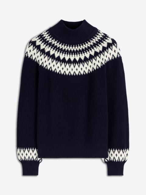 BODEN Bianca Cotton Ribbed Sweater-Navy Fair Isle