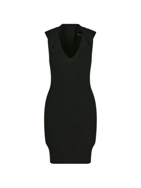 Balmain V-neck ribbed mini dress