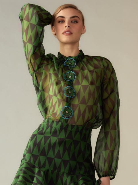 CYNTHIA ROWLEY Evergreen Silk Organza Shirt