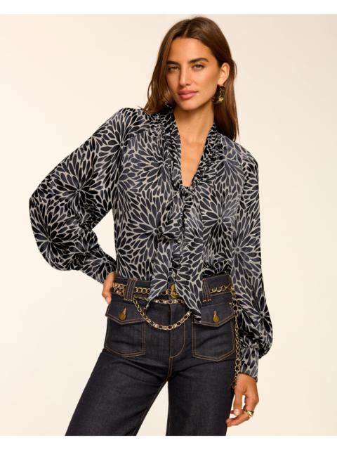 RAMY BROOK Aura Burnout V-Neck Long Sleeve Blouse