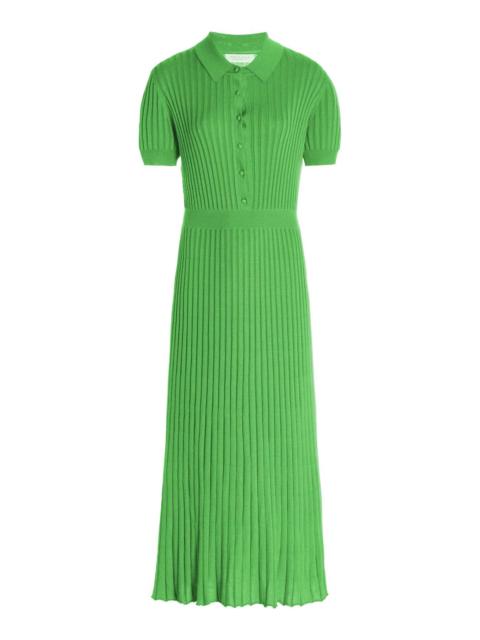 Amor Ribbed Dress in Fluorescent Green Cashmere Silk