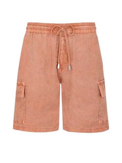 Vilebrequin Men Linen Bermuda Shorts Mineral Dye