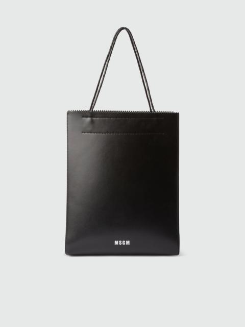 MSGM Large matte leather shopping bag