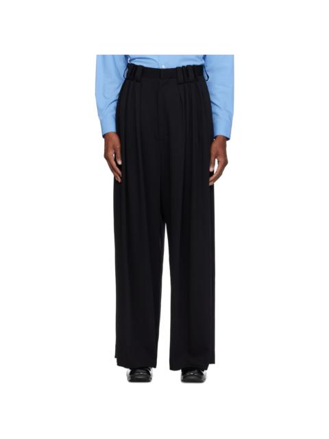 SOSHIOTSUKI Black Eight Tuck High Waist Trousers
