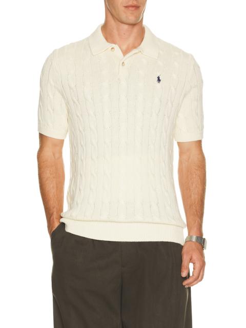 Polo Ralph Lauren Short Sleeve Cotton Cable Knit Polo Sweater