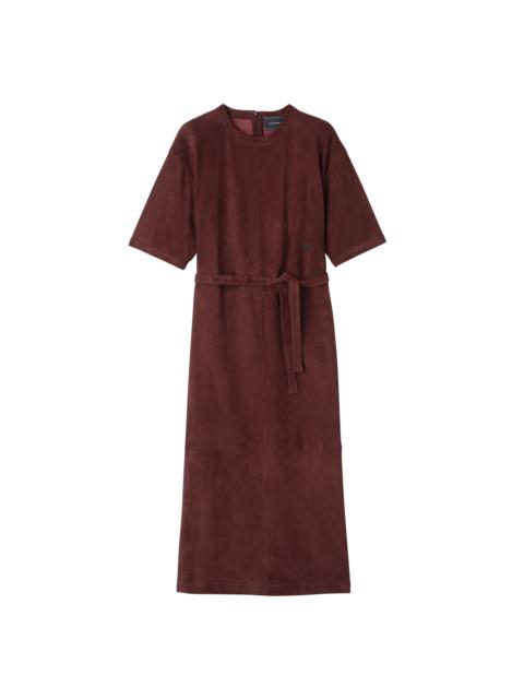 Longchamp Leather long dress Burgundy - Leather