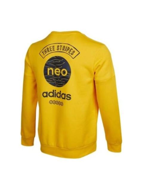 adidas Men's adidas neo Logo Round Neck Pullover Long Sleeves Yellow HC9691