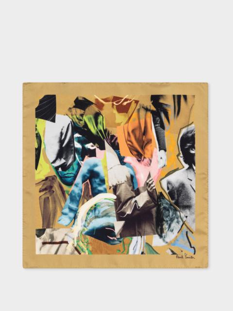 Paul Smith Mustard 'Abstract' Print Silk Pocket Square