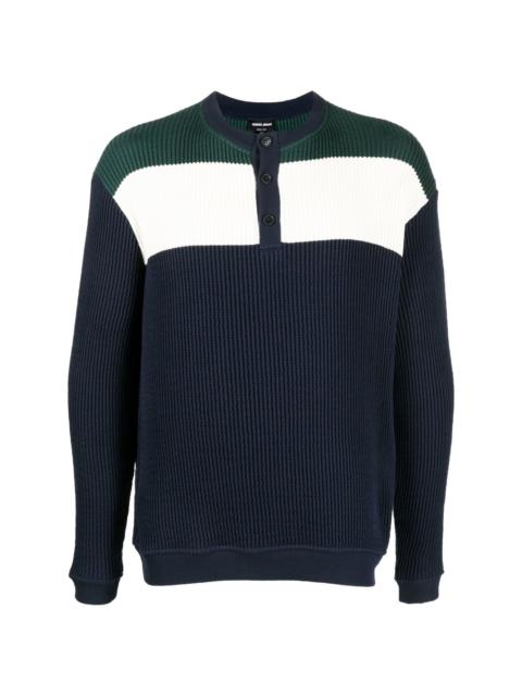 GIORGIO ARMANI ribbed-knit polo jumper