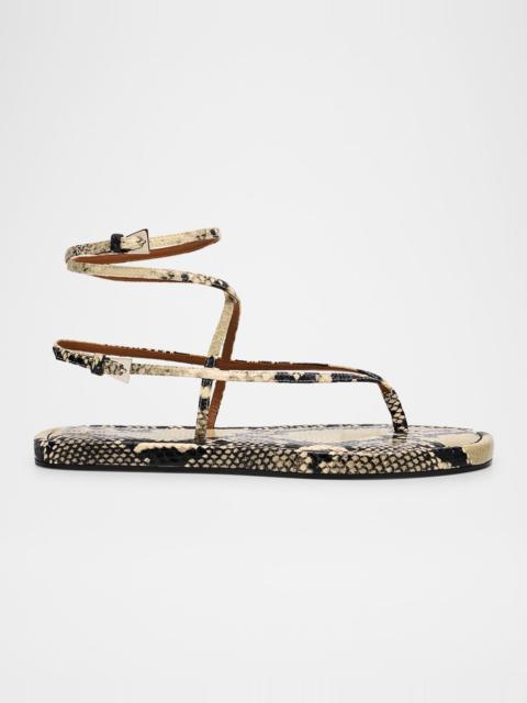 PARIS TEXAS Hydra Snake-Embossed Strappy Sandals
