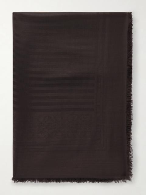 Loewe Fringed Wool And Silk-blend Jacquard Scarf