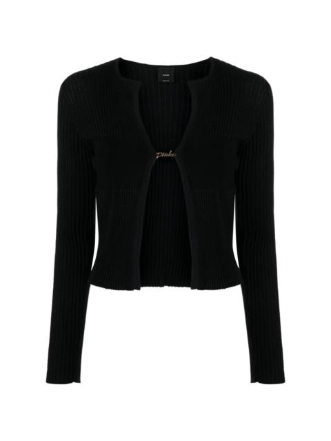 open-front ribbed cardigan