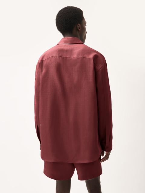 PANGAIA Mens DNA Linen Collared Long Sleeve Shirt - Garnet Red