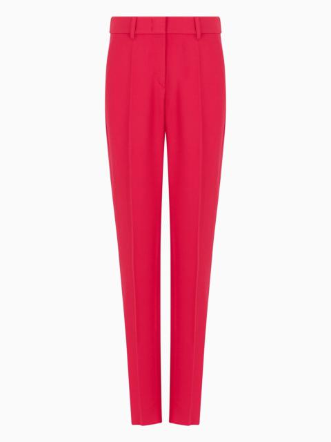 Cady crêpe trousers with belt loops and rib