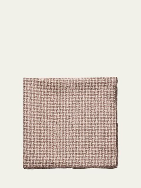 Brunello Cucinelli Men's Houndstooth Effect Silk Pocket Square