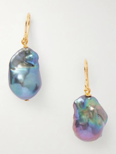 Jil Sander Grainy Gold-tone And Mother-of-pearl Earrings