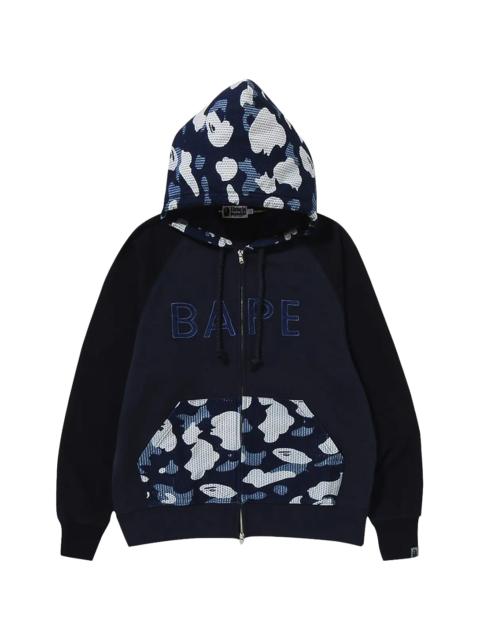 A BATHING APE® Bape X Sashiko Camo Relaxed Full-Zip Hoodie "Navy" BAPE071