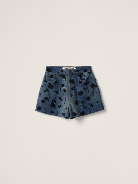 Miu Miu Embellished denim shorts