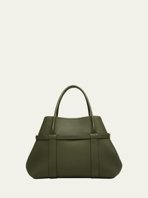 Loro Piana Ghiera Grained Leather & Cashmere Tote Back