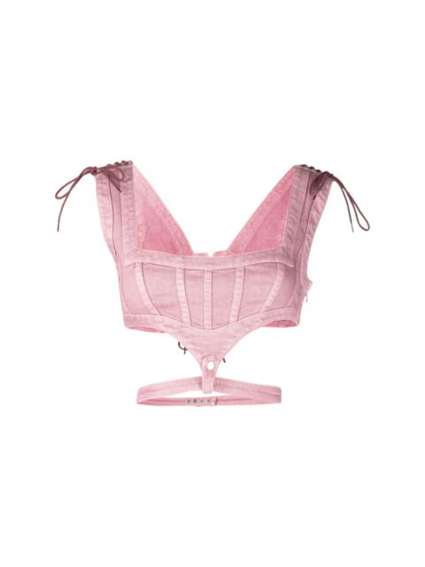 Jean Paul Gaultier cropped denim corset-style top