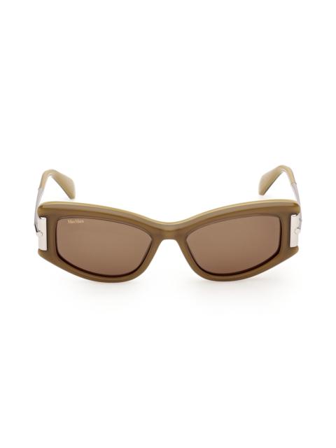 Max Mara Women's 52MM Rectangular Sunglasses - Silver Brown