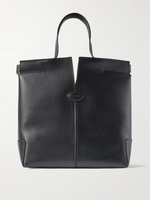 Tod's Di Bag Folio small embossed leather tote Black